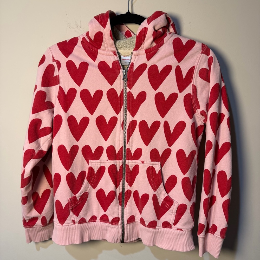 Sherpa lined Valentines Hoodie zip  Hanna Anderson Organic cotton